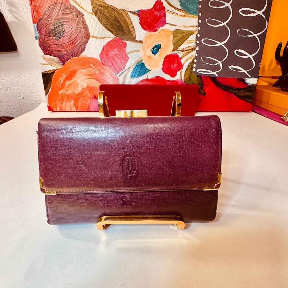 Cartier Must de Cartier trifold long  wallet Leather Burgundy Leather